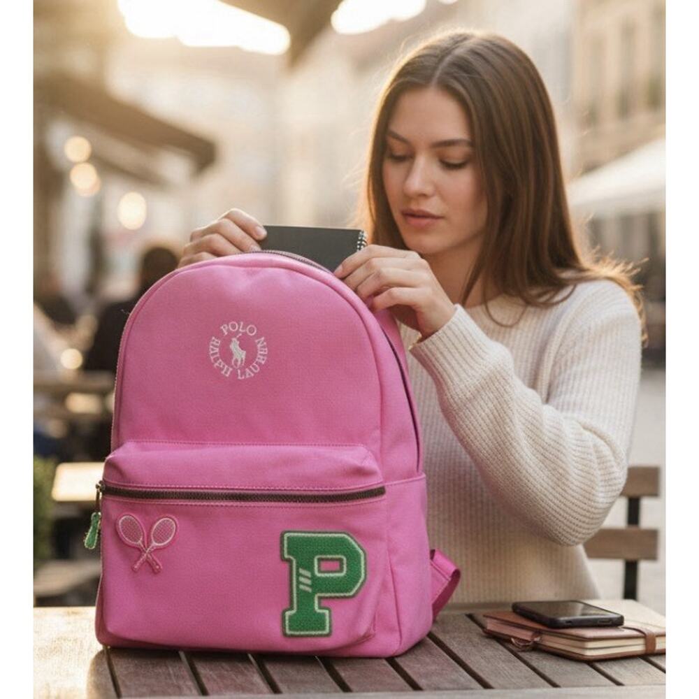 Polo Ralph Lauren RRL Tennis Racquet Patch Laguna Pink Backpack New Fast Ship